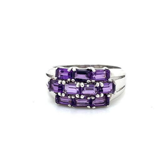 Ring mit 10 Amethyste in Silber 925 - JUWEL1