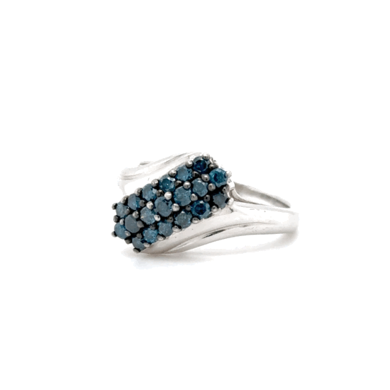 Ring mit 18 blauen Diamanten in Silber 925 - JUWEL1
