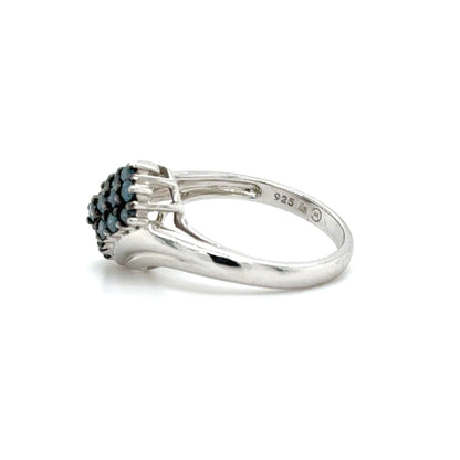 Ring mit 18 blauen Diamanten in Silber 925 - JUWEL1