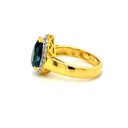 Ring mit Blautopas & Zirkonias in Silber 925 - JUWEL1