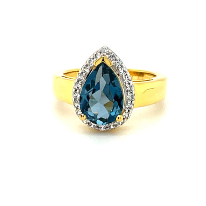 Ring mit Blautopas & Zirkonias in Silber 925 - JUWEL1