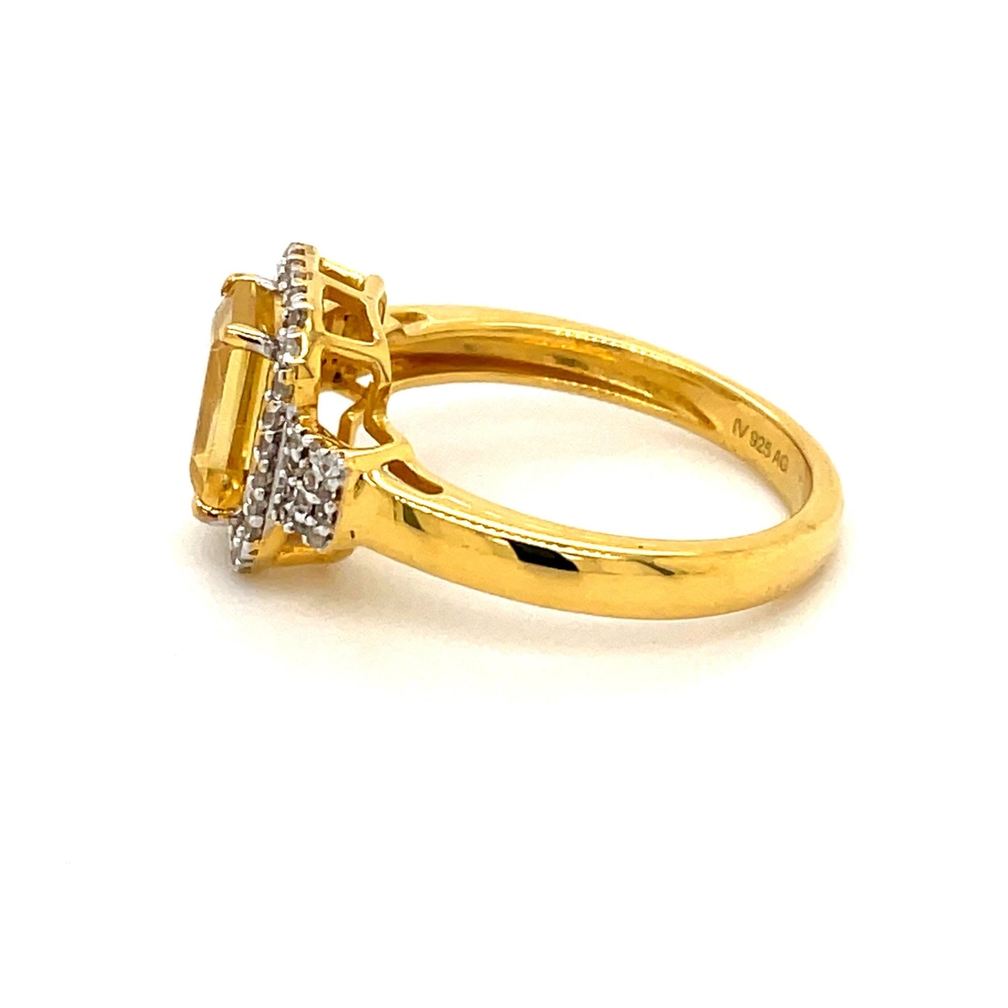 Ring mit Goldberyll & 50 Zirkonias in Silber 925 - JUWEL1