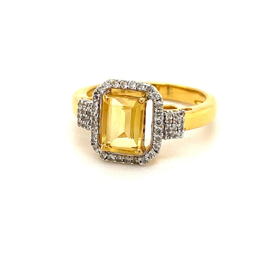 Ring mit Goldberyll & 50 Zirkonias in Silber 925 - JUWEL1