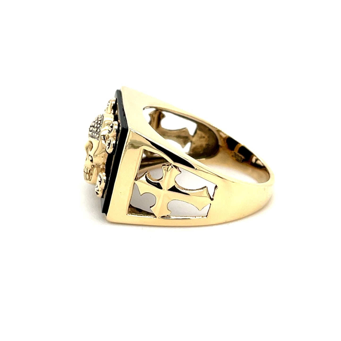 Ring mit Totenkopf & Diamant & Onyx mind. 8,3g in Gold 333 - JUWEL1